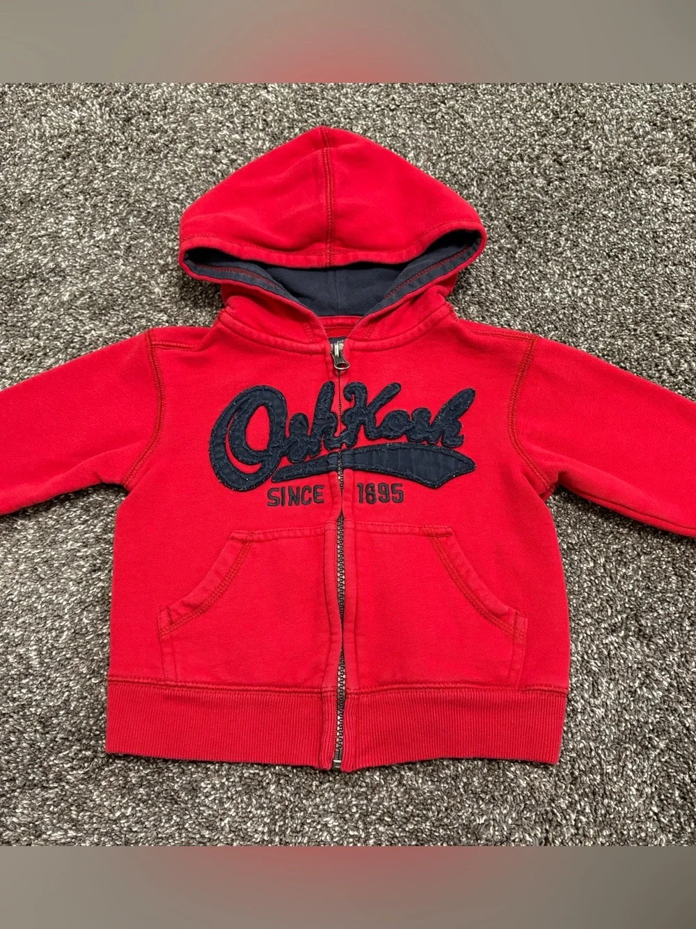 OshKosh B'gosh Red Zip Hoodie with Navy Logo